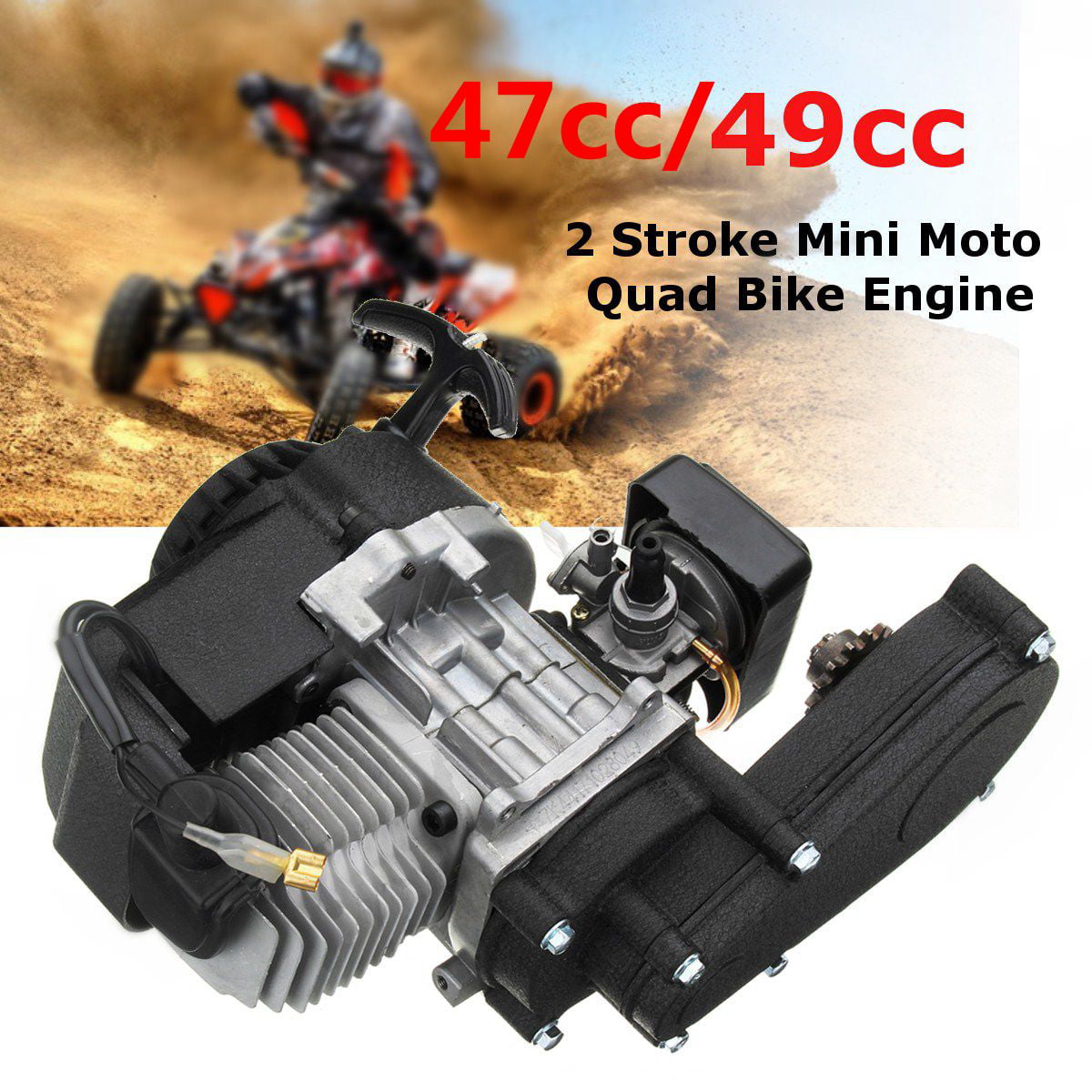49cc 2 Stroke Engine Motor W/ Transmission For Mini Moto Quad Bike ATV 