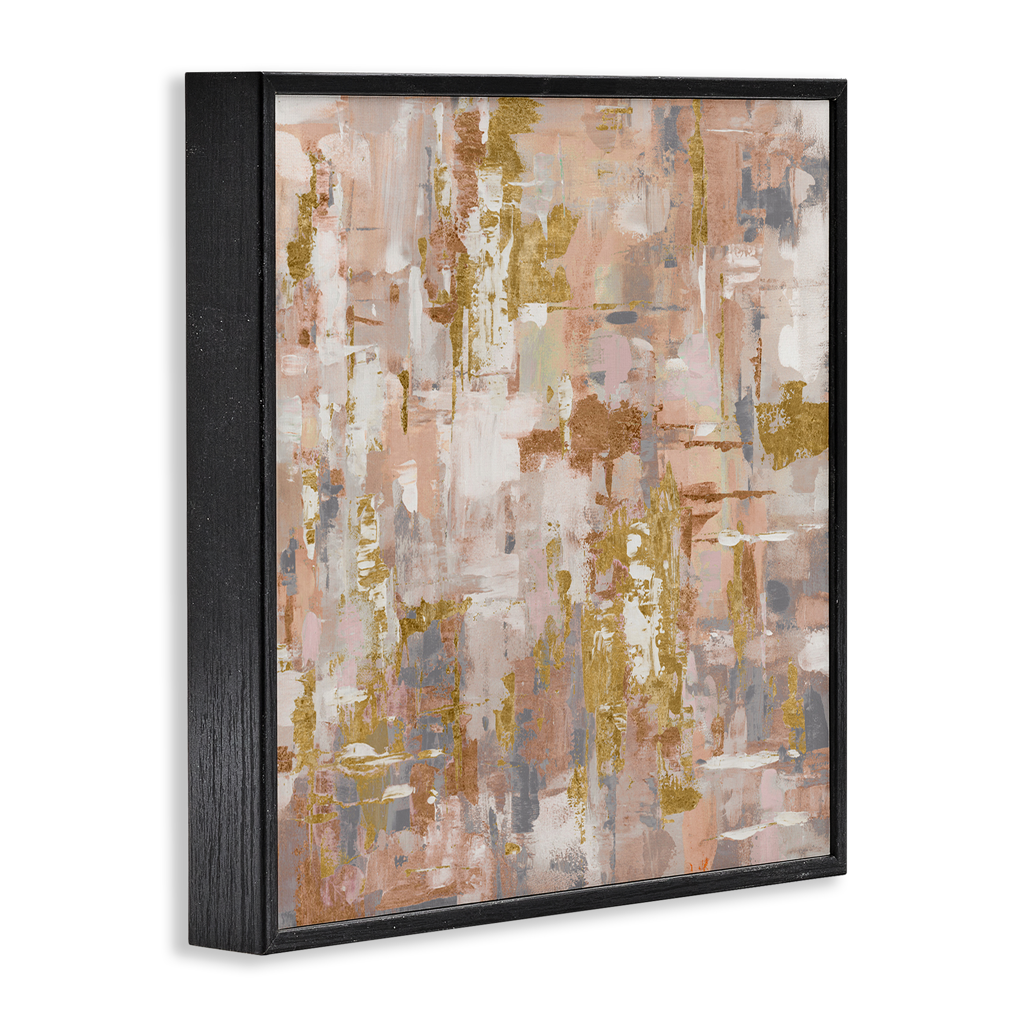 Stupell Industries Abstract with Paint Streaks Abstract Painting Black Framed Art Print Wall Art, 12 x 12