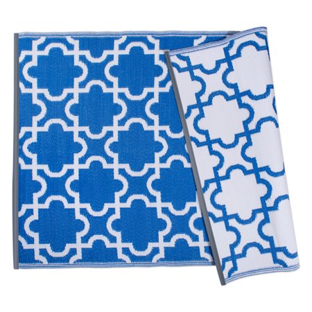 Blue Lattice Outdoor Rug 4x6 Ft