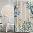 thumbnail image 5 of Coastal Coral Shower Curtain, Waterproof Shower Curtains for Bathroom, Turquoise Blue Shell Conch Starfish Washable Fabric Bathtub Curtain Set Bath Decor with 12 Hooks 72"x78", 5 of 8