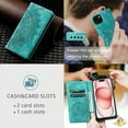 thumbnail image 4 of Case for iPhone 12 Mini Wallet Case for Women Girls with Credit Card Holder, Embossed Flower Pattern Magnetic Flip PU Leather Purse Shockproof Protective Phone Cover for iPhone 12 Mini, Green, 4 of 11