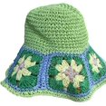 thumbnail image 3 of CoCopeaunts Women Straw Bucket Hat Flowers Pure Hand-Woven Crochet Fisherman Hat Beach Summer Breathable Hollow Bucket Cap, 3 of 8