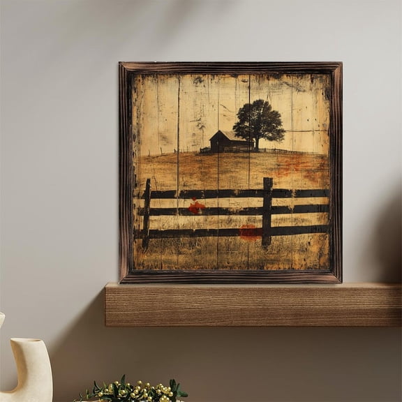Rustic Barn Fence Tree Art Wooden Sign Wall Plaque - Vintage Art Decoration, Wall Decoration - Ideal Gift For Home Decoration, Living Room, Bathroom, Bedroom, Garden, Dining, Bar, Cafe, Festival Pa