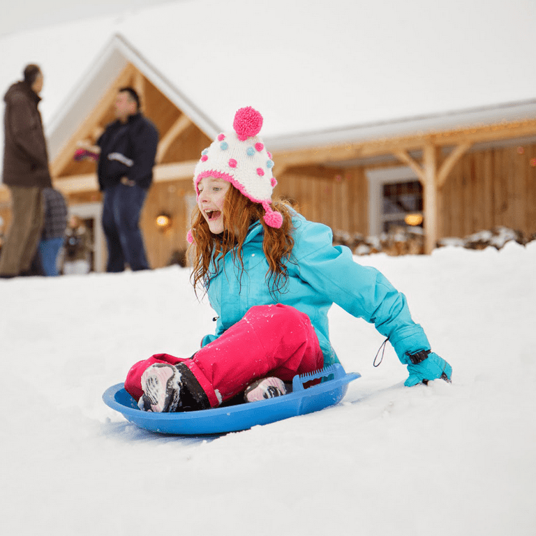 Superio Round Snow Saucer Sleds- 24" Plastic Disc Sleds For Kids And Adults Heavy Duty Sled Discs With Handles For Downhill Sledding Winter Outdoor Sports Red Blue Green