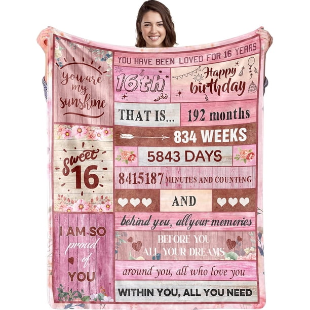 LHSHID 16 Year Old Girl Birthday Creative Blanket Gift 50x60in