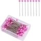 thumbnail image 1 of 100 alfileres de costura de 4 cm, cabeza de bola de plástico, alfileres de costura rectos para modistas, decoración de joyas, manualidades y proyectos de costura (rosa) ER, 1 of 5