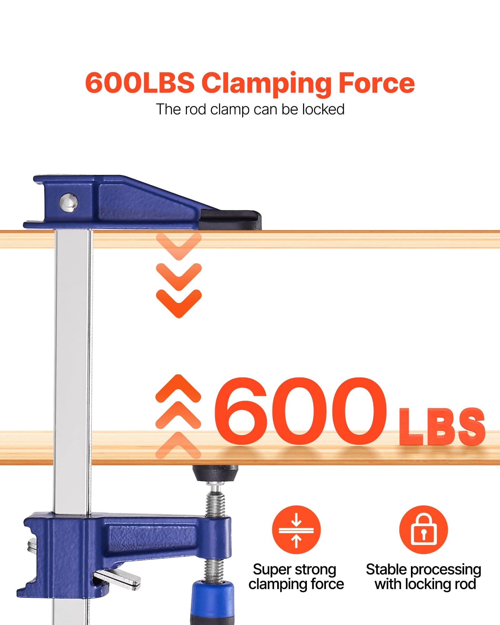 VEVOR Bar Clamps for Woodworking, 2-Pack 36 inch Opening,Lockable F-Clamp with 600 lbs Load Limit, 2-1/2 inch Depth,Cast Iron and Carbon Steel,Easy to Use, Wood Clamps for Woodworking Metal Working