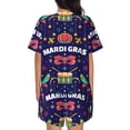 thumbnail image 3 of Lsque Happy Mardi Gras Women's Short-Sleeved Pajama Set - 2 Piece Soft and Lightweight Sleepwear Set-Large, 3 of 9