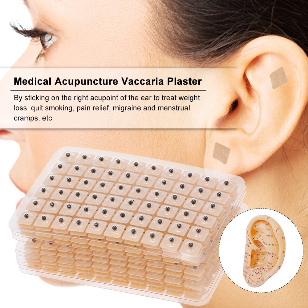 600Pcs Massage Plaster Bean Disposable Ear Press Seeds Acupuncture Vaccaria Plaster Bean Acupoint Massage Tool