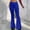 Blue, variant on Women's Solid Flare Leggings Boho Hippie High Waist Wide Leg Long Flared Bell Bottom Pants Yoga Pant Trousers Blue XL