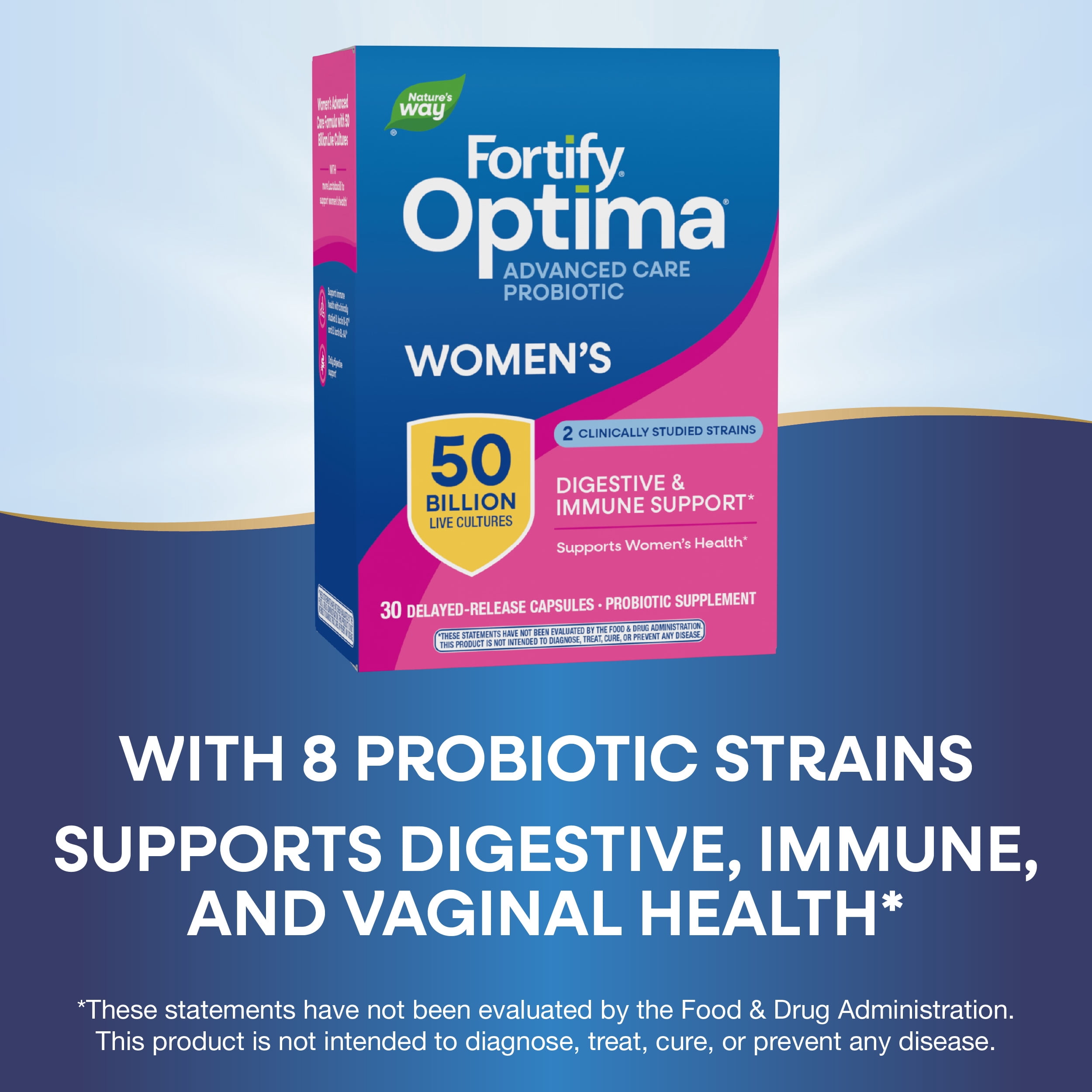 Fortify Optima Women's Probiotic, 50 Billion CFU Capsules, 30 Count