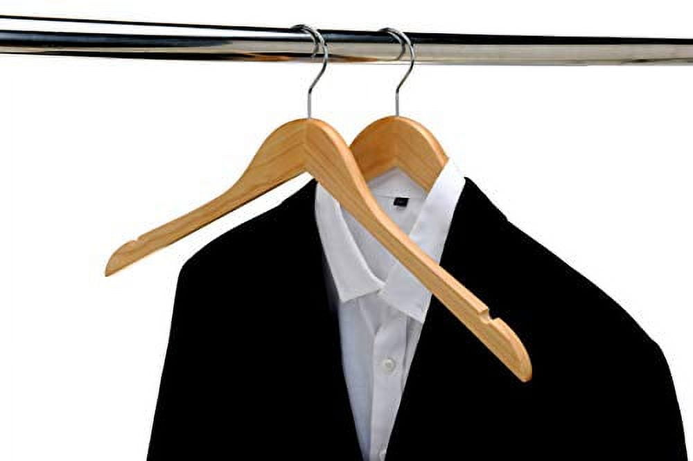 Unique Bargains 3pcs C00 Wooden Suit Hangers 380mm Flat Head Rope Wooden  Curved Coat Hanger