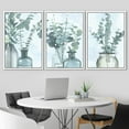 thumbnail image 2 of IDEA4WALL Framed Canvas Print Wall Art Set of 3 Pastel Style Green Forest Leaves in Glass Bottles Wall Decor Abstract Geometric Plants Botanical Art Minimal Nordic Zen Artwork - White 16"x24"x3, 2 of 5
