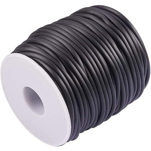 32.8 Yards Solid Rubber Cord 1 Roll Plastic Rope Round Cord Black Beading Crafting String