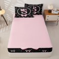 thumbnail image 4 of Manfei Kawaii Bow Initial S Zipper Twin Comforter Sets with Fitted Sheet and 2 Pillowcases for Girls,Cartoon Pearl Bowknot Alphabet Zipper Bedding Set,4-Piece,Pink Reversible, 4 of 6