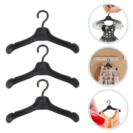 Homoyoyo Wardrobe Accessories Doll Clothes Hanger Black 100Pcs