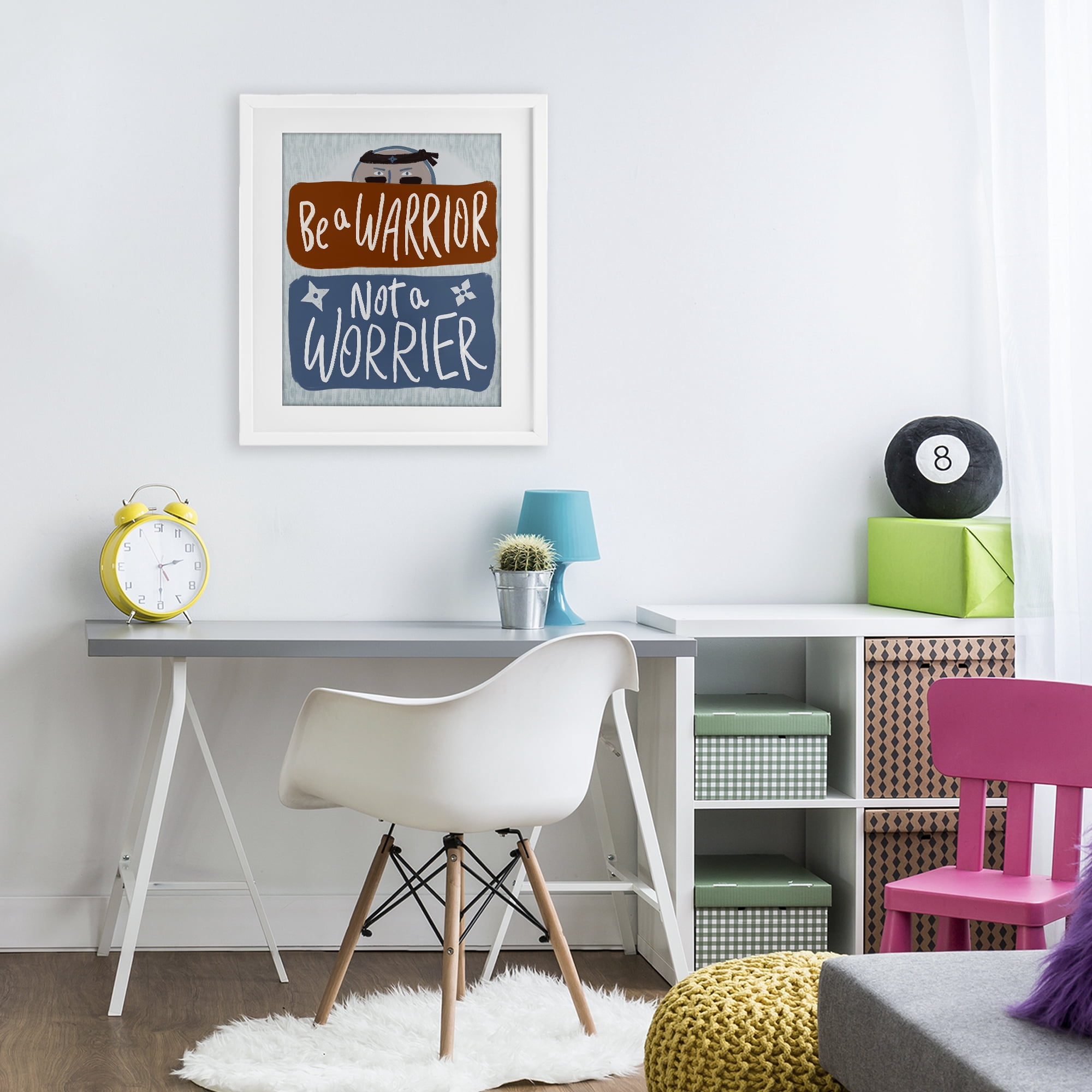 Stupell Industries Warrior Not Worrier White Framed Print Under Glass, design by Connie Summers