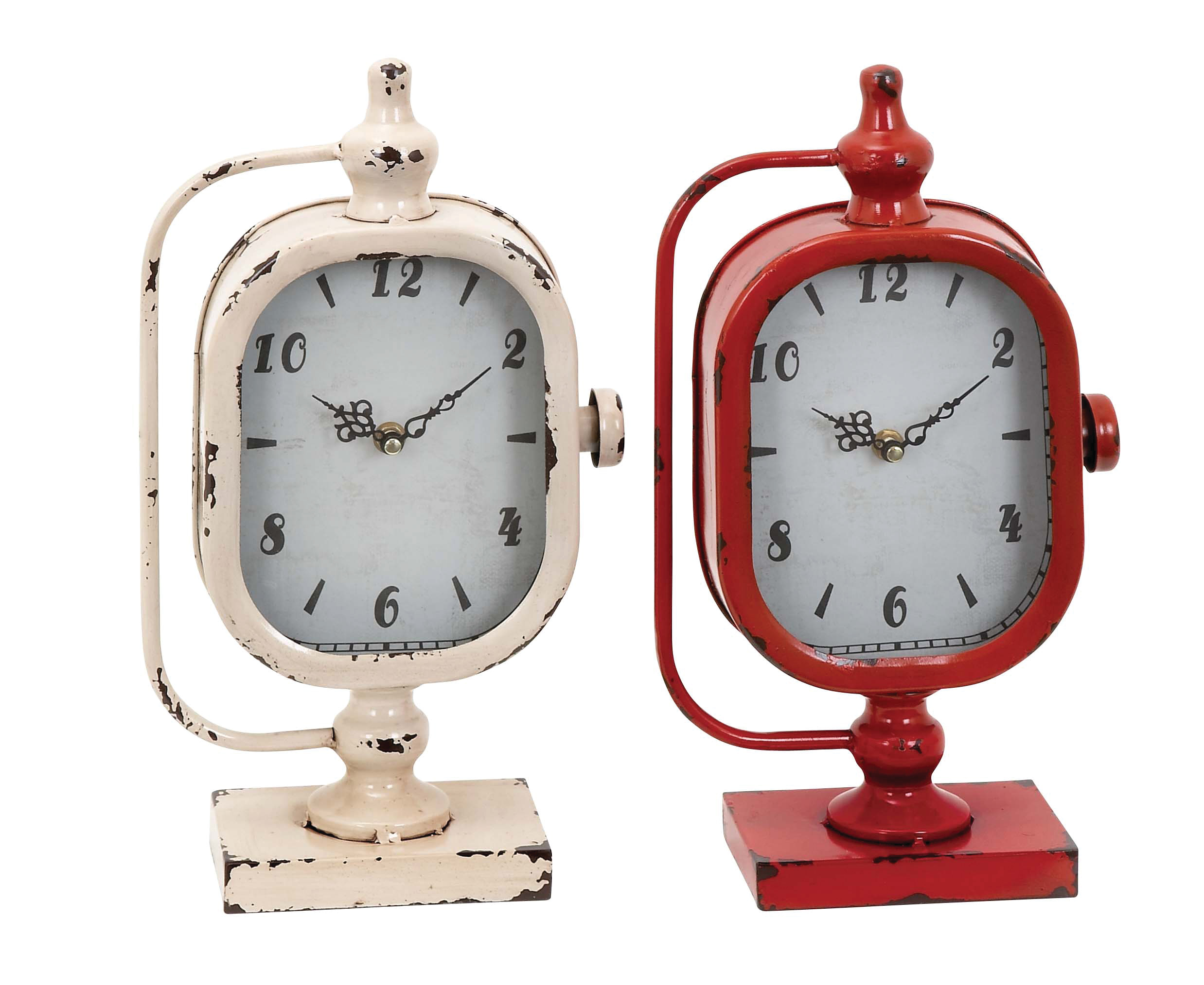 DecMode Indoor 8"W, 14"H Multi Color Analog Vintage Tabletop Clock