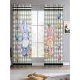 thumbnail image 2 of Bunny Gnomes Easter Sheer Curtains 84 Inch Length 2 Panels Set for Living Room/Bedroom, Eggs Sage Green Checkered Farmhouse Kitchen Curtains Grommet Semi-Sheer Curtains Window Treatments 52"x84"x2, 2 of 7
