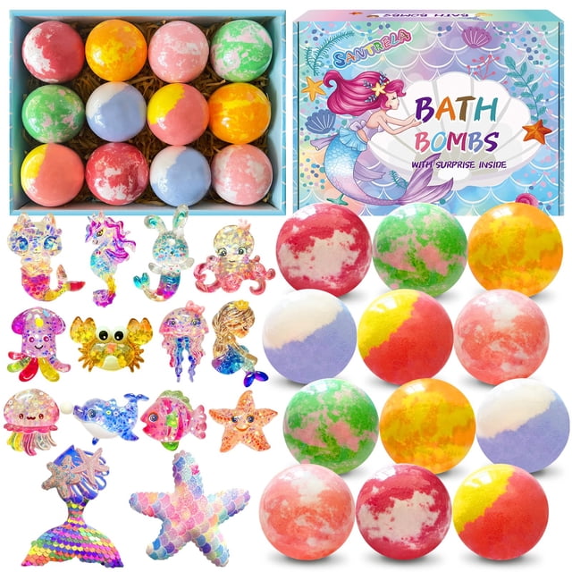 Bombas de baño Santrela Kids con sorpresa en el interior, 12 unidades, con sirena
