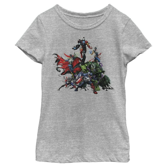 Girl's Marvel Venom The Symbiote Avengers Assembled Graphic Tee Athletic Heather Medium