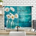 thumbnail image 4 of Teal Quotes Daisy Kitchen Curtains 2 Panels 27.5W x 39H Rod Pocket Motivational Blue Flower Floral Inspirational Plant Small Short Door Decor Laundry Window Drapery Treatment, 4 of 6
