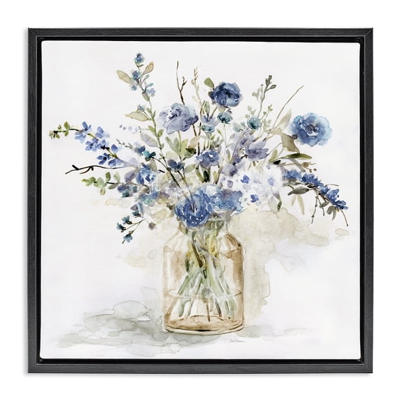 Stupell Industries Cottage Spring Floral Dollops Black Floating Frame Canvas Art, 18 x 18, by Carol Robinson