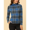 thumbnail image 2 of DARING DIVA Turtleneck Long Sleeve Slim Shirt Blouse M Blue, 2 of 6