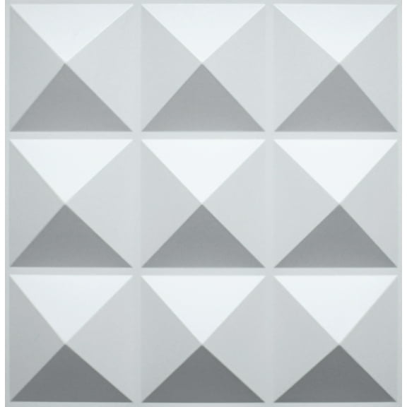 Dundee Deco 3D Wall Panels - Contemporary Diamonds Paintable White PVC Wall Paneling for Interior Wall Decor, Pack of 10, Covers 26.9 sq. ft