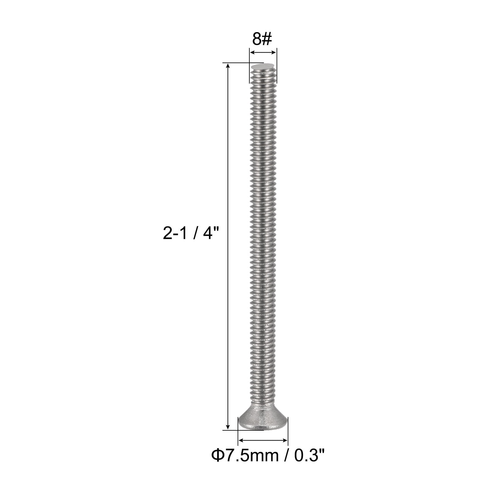 Unique Bargains Flat Head Machine Screw Phillips 304 Stainless Steel Bolts 8#-32x2-1/4"