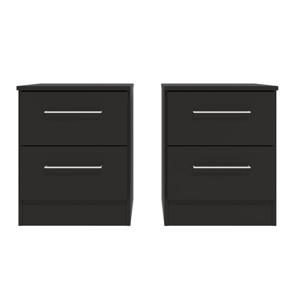 Kappesberg Jolyne 2-Drawer Nightstand Set of 2, Modern Black Bedroom Storage - for Adults and Teens