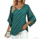 thumbnail image 3 of TaTaai Women's Fashion Striped Print Elegant V-Neck Three-Quarter Sleeve Top Gift, 3 of 7