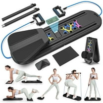 FLAZECON Pilates Board for Home Workout, Foldable Pilates Reformer Set for Women 6-in-1 Portable Folding Mini Pilate Kit Machine Equipment