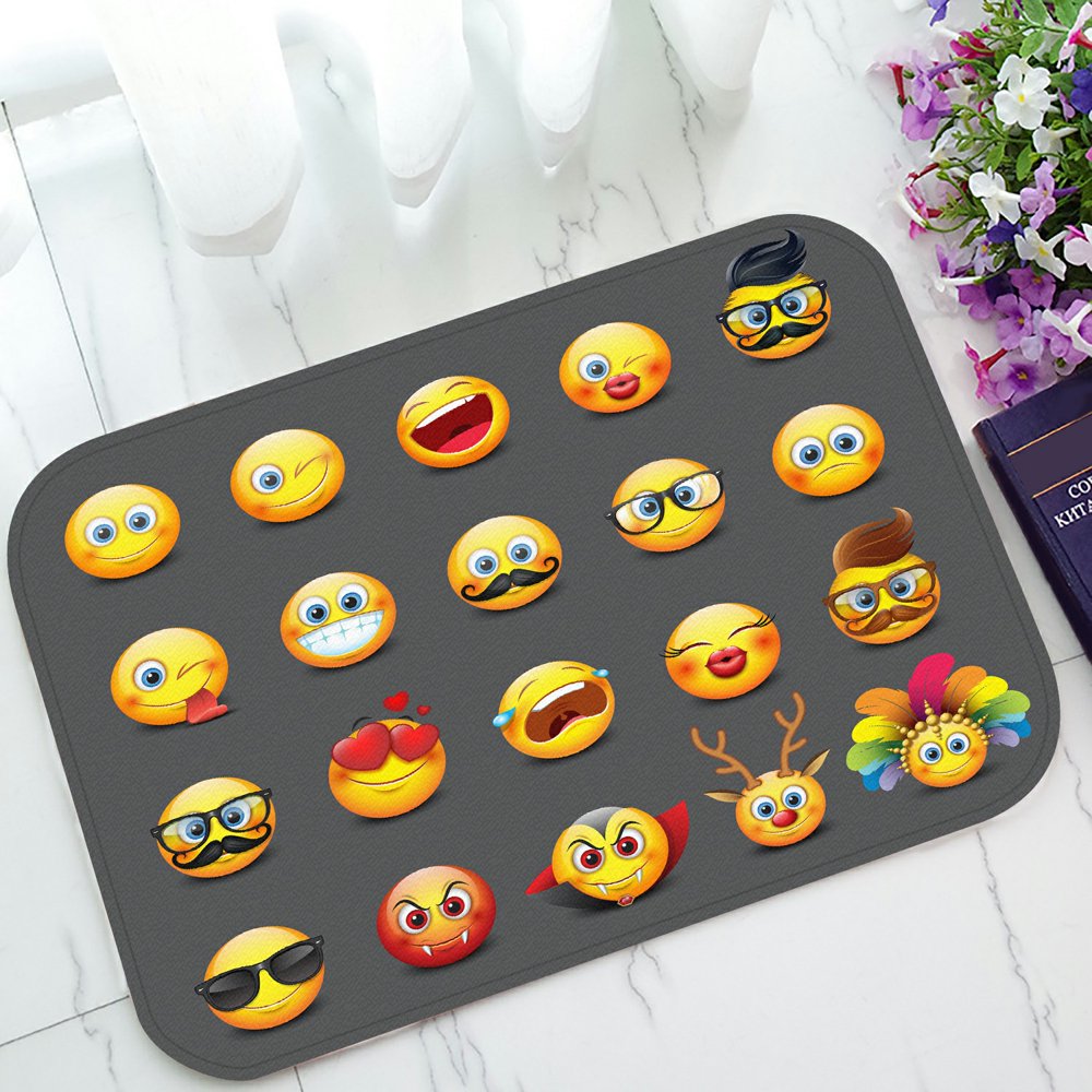 ECZJNT Cute emoticons set emoji smiley Doormat Bath Mat Rug
