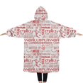 thumbnail image 2 of Oversized Wearable Blanket Hoodie,Red Baseball Terms Pattern Sherpa Blanket Hoodie with Super Pockets,Super Warm Fuzzy Pullover for Women & Men, 2 of 6