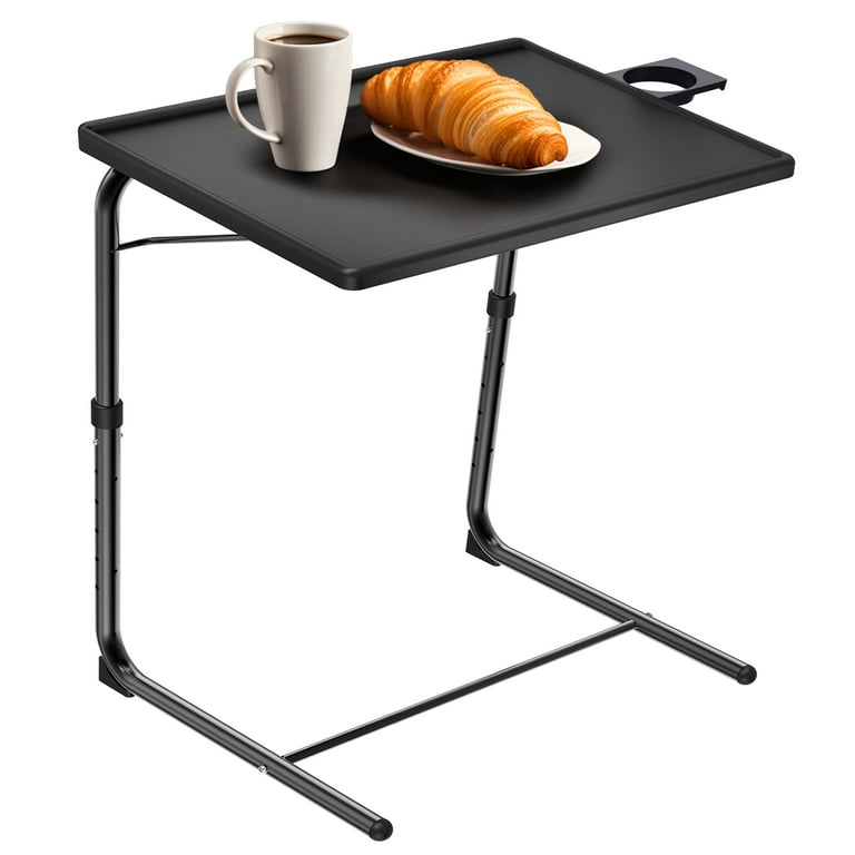Adjustable TV Tray Table TV Dinner Tray Sofa Desk Comfortable Folding Table with 6 Height 3 Tilt Angle Black
