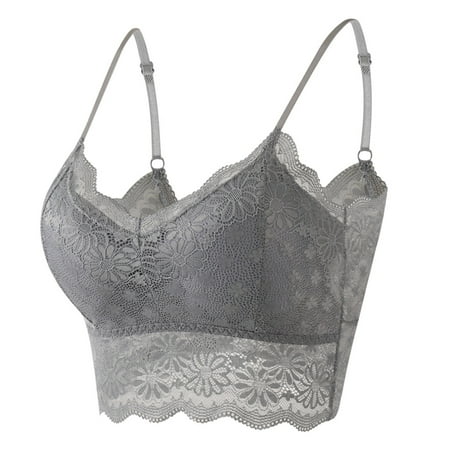

FRSASU Plus size Bras Clearanc Women s Lace Beauty Back Solid Strap Wrap Hollow Out Bra Underwear Gray One Size