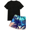 thumbnail image 4 of GrmtClth Men's Hawaii 2 Piece Outfits Tropical Crew Neck T-Shirt and Shorts Set Relaxed Fit Short Sleeve Outfits Soft Elastic Drawstring Clothes Dark Blue XL, 4 of 4