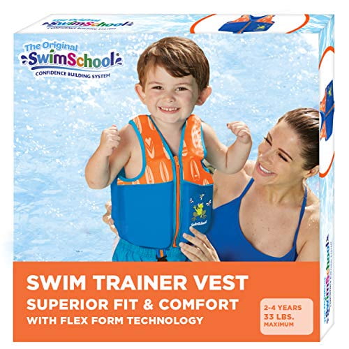 SwimSchool Small/Medium UPF Flex Foam Flotation Swim Trainer Vest, Blue