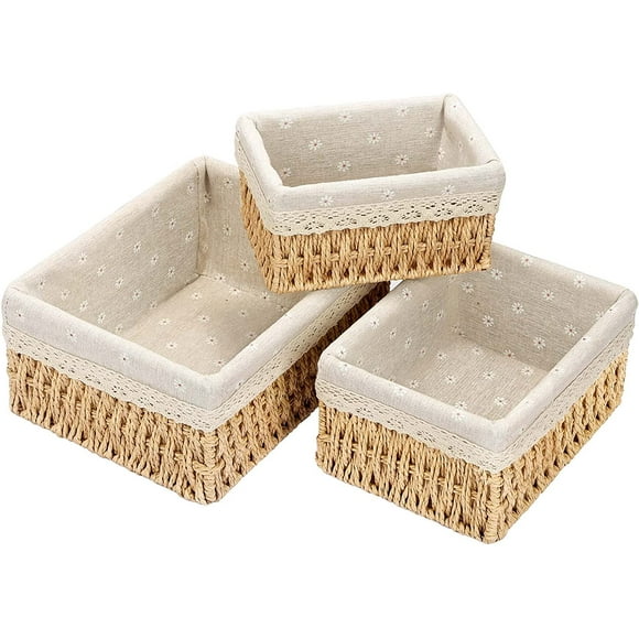 Basket Storage baskets and boxes Wicker bassinet Decorative basket Bathroom Changing table Organizer Basket Children's room Boxes Basket small basket set of 3 in recyclable woven