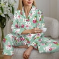 thumbnail image 4 of Goofa Bunny And Rose Printed Women’s 2 Piece Pajama Set Super,Pajamas Women's Long Sleeve Sleepwear Soft Button Down Loungewear Pjs Lounge Set Nightwear-X-Large, 4 of 9
