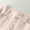 thumbnail image 6 of Qulqfy Linen Pants for Women Wide Leg Baggy Casual Petite High Waisted Button Beige Jogger Sweatpant L, 6 of 7