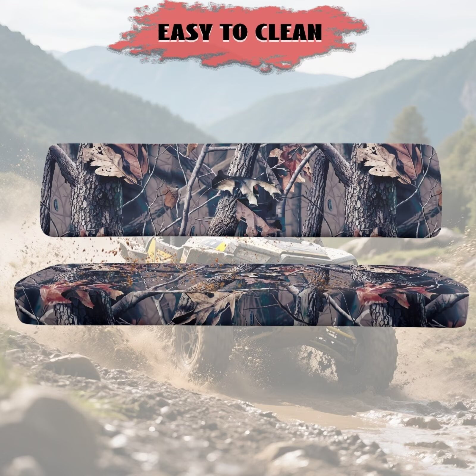 Yuyamidu Retro Camo Hunting UTV Seat Covers Powersports Bench Seat Covers 4 Wheeler Accessories Dog Seat Cover Compatible with Kawasaki Mule 4010 4x4 FE 2025 2023 2022 2021