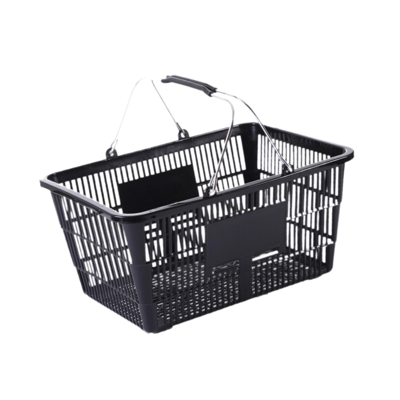 Fiocias Shopping Basket Grocery Basket Sturdy Storage Holder Ergonomic Metal with Handle Black