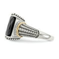 thumbnail image 3 of Solid 925 Sterling Silver 14k Yellow Gold Black Onyx and White Diamond Ring Band Size 6 (.1 cttw.), 3 of 7