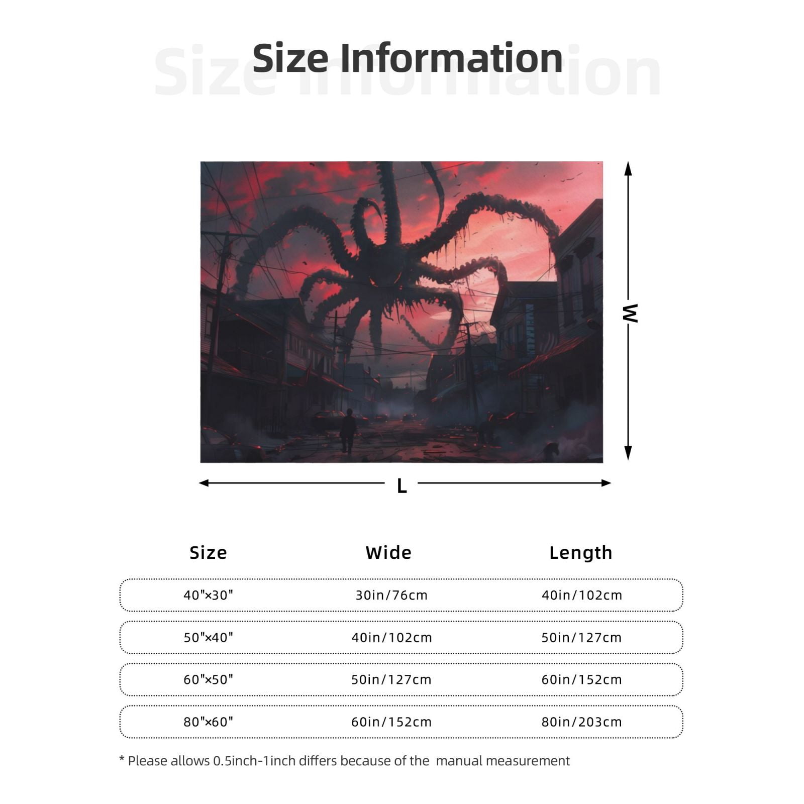 Naloa Giant Monster Over City Flannel Fleece Throw Blanket for Bed Couch, Thick Blanket - All Seasons Suitable for Women, Men and Kids-60"x50"