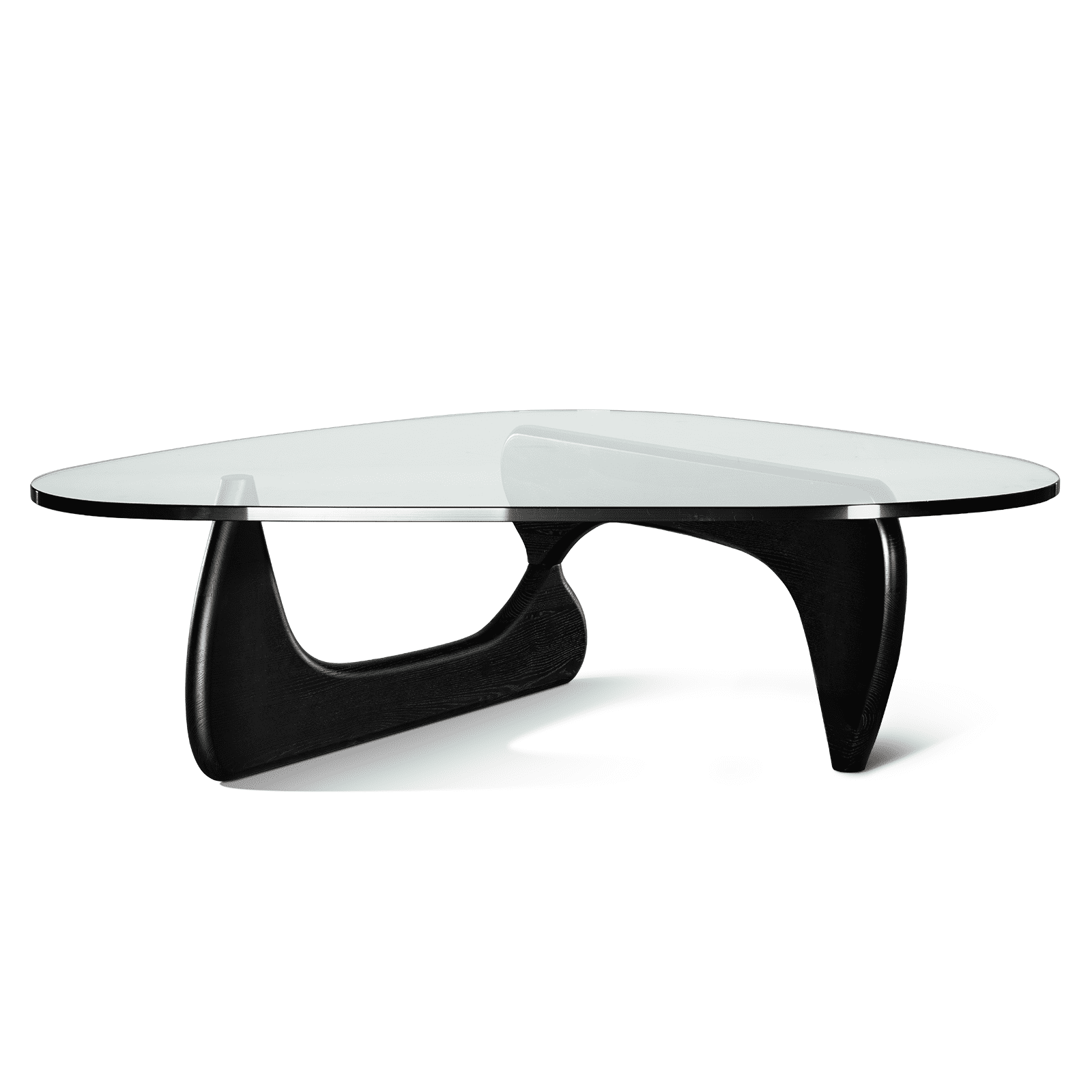 Tranqu Triangle Clear Glass Coffee Table, 0.75″ Ultra Thick Tempered Glass Top, Wooden Base, Modern Cocktail Table for Living Room - Black