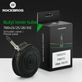 thumbnail image 2 of ROCKBROS Bicycle Inner Tube Road Bike Tire Tube Tyre Butyl Rubber 700*28/32C Presta Valve 60mm, 2 of 9