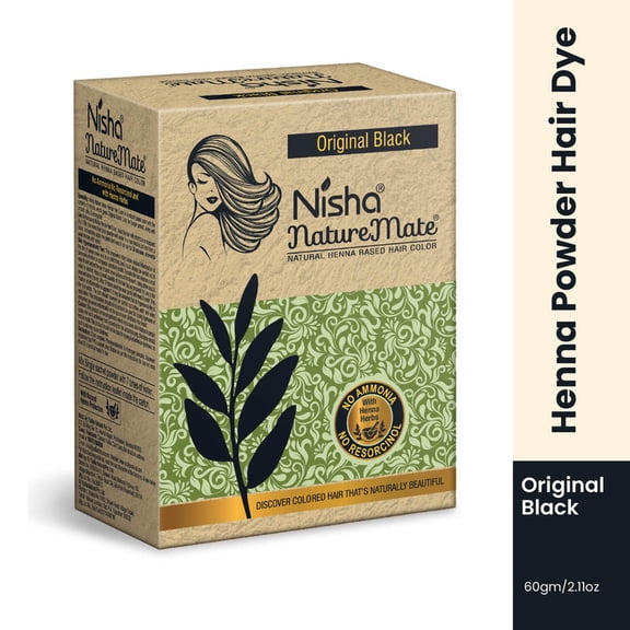 Nisha Nature Mate Hair Dye Color, 100% Grey Coverage Original Black, 2.12 Oz