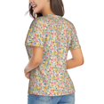 thumbnail image 3 of Vsdgher Watercolor Wildflowers Women Shirts V Neck Short Sleeve Tops T-Shirt Basic Tees, S to 3XLMedium, 3 of 5